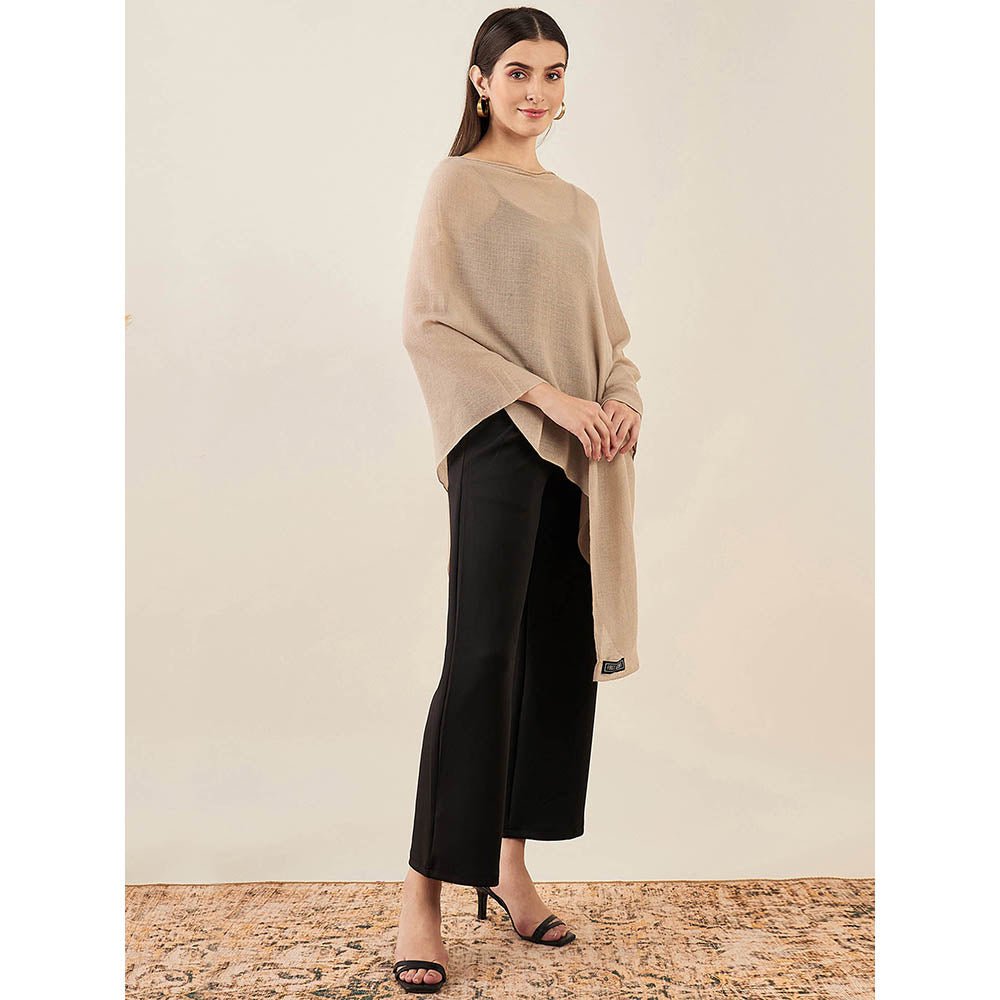 First Resort by Ramola Bachchan Almond Ombre Embellished Cashmere Poncho