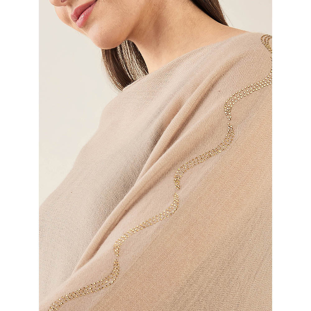 First Resort by Ramola Bachchan Almond Ombre Embellished Cashmere Poncho