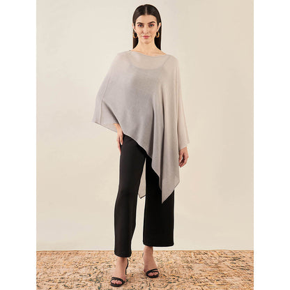 First Resort by Ramola Bachchan Beige Ombre Embellished Cashmere Poncho