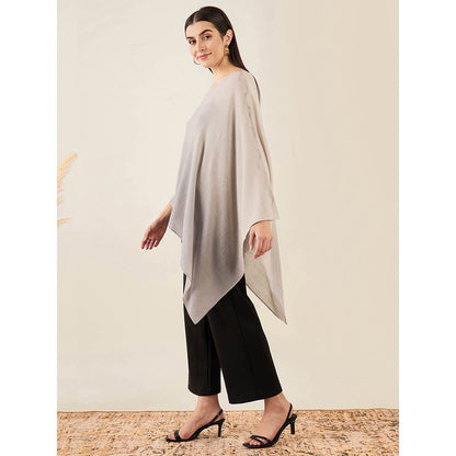 First Resort by Ramola Bachchan Beige Ombre Embellished Cashmere Poncho