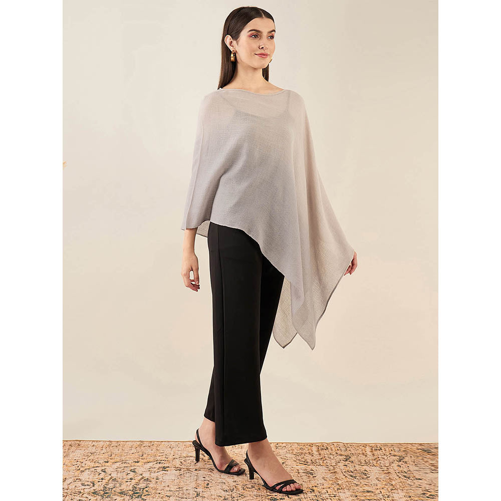 First Resort by Ramola Bachchan Beige Ombre Embellished Cashmere Poncho
