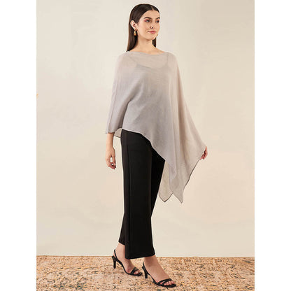 First Resort by Ramola Bachchan Beige Ombre Embellished Cashmere Poncho