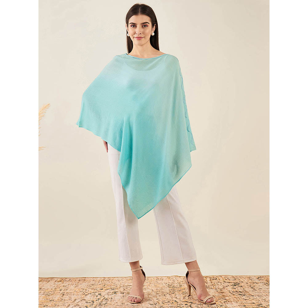 First Resort by Ramola Bachchan Mint Green Ombre Embellished Cashmere Poncho