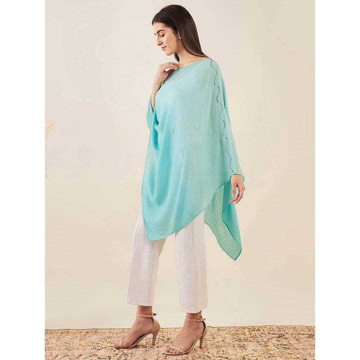 First Resort by Ramola Bachchan Mint Green Ombre Embellished Cashmere Poncho