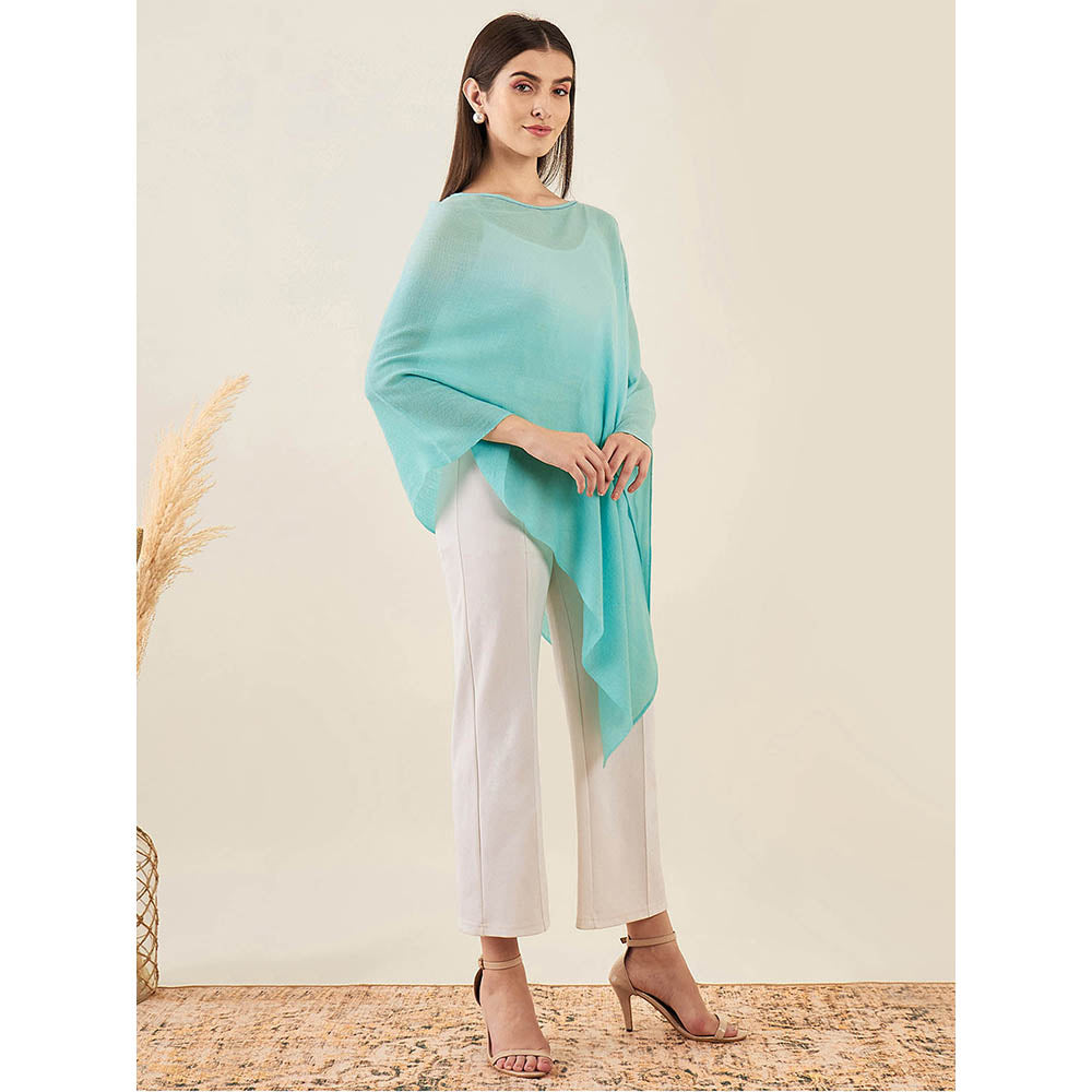 First Resort by Ramola Bachchan Mint Green Ombre Embellished Cashmere Poncho