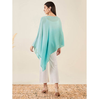 First Resort by Ramola Bachchan Mint Green Ombre Embellished Cashmere Poncho