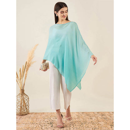 First Resort by Ramola Bachchan Mint Green Ombre Embellished Cashmere Poncho
