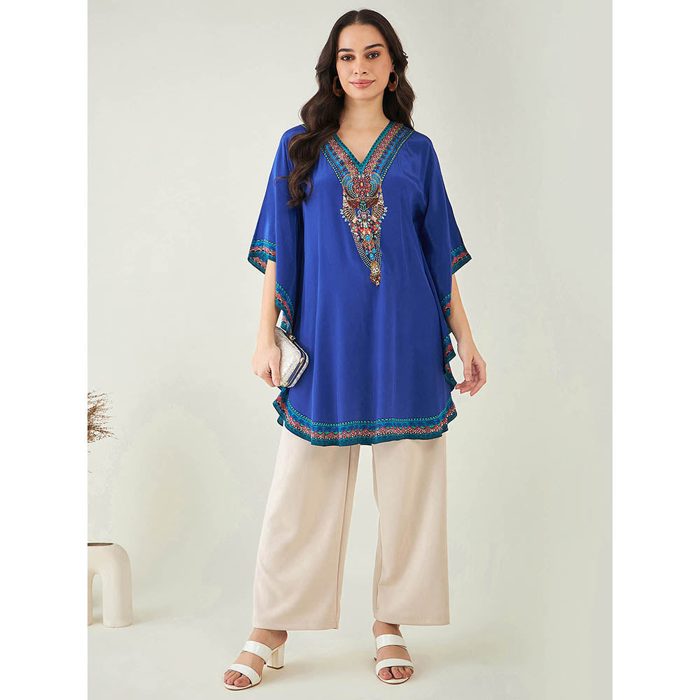 First Resort by Ramola Bachchan Blue Embellished Tunic
