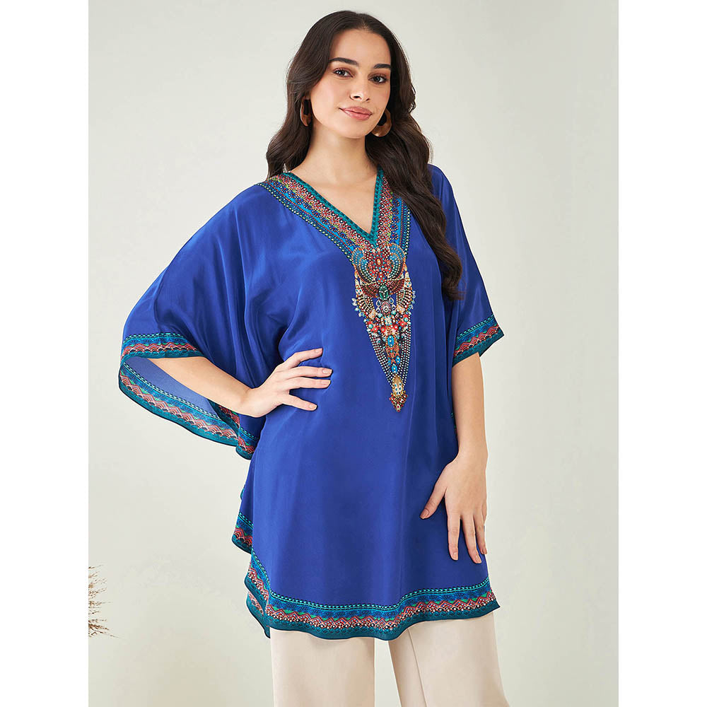 First Resort by Ramola Bachchan Blue Embellished Tunic