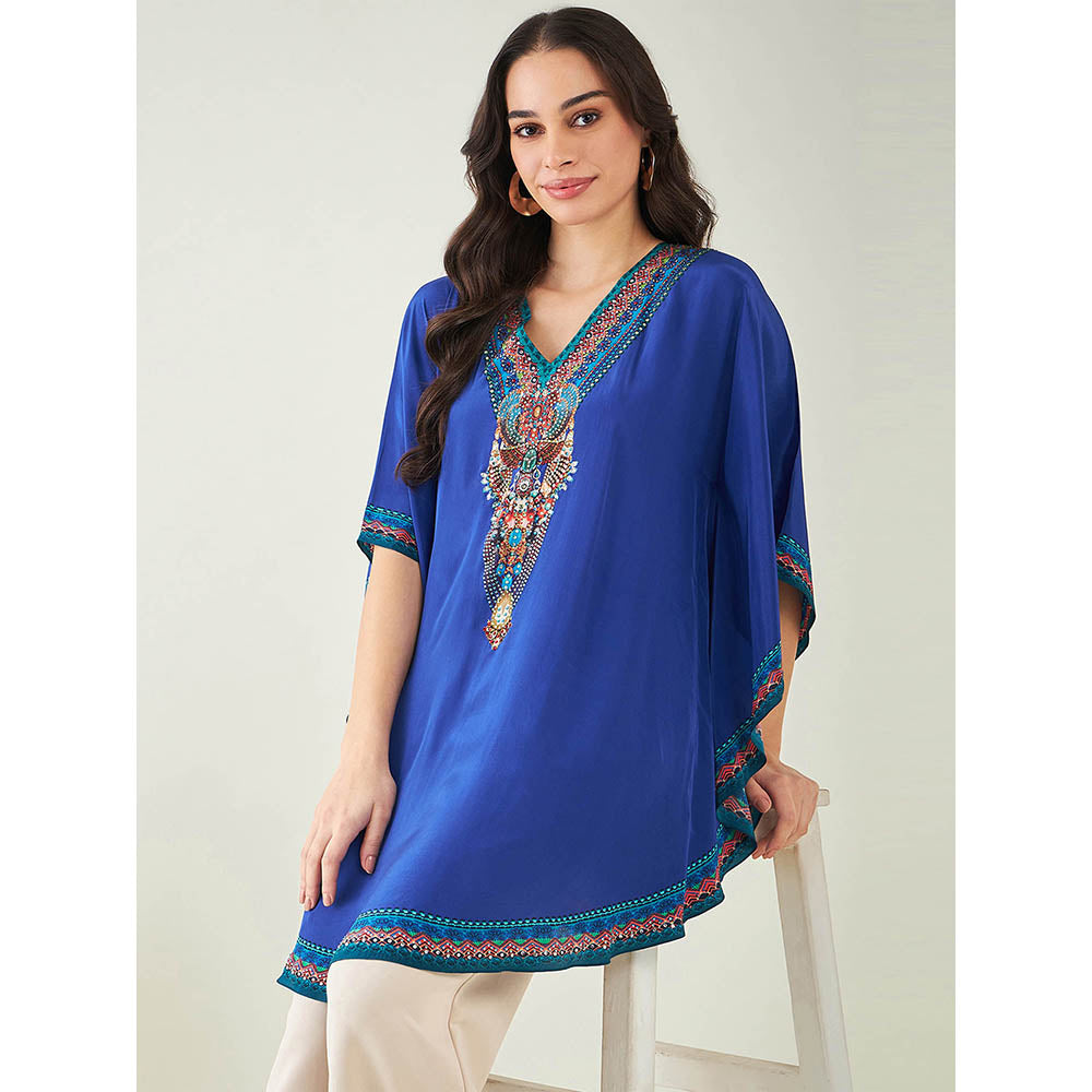 First Resort by Ramola Bachchan Blue Embellished Tunic