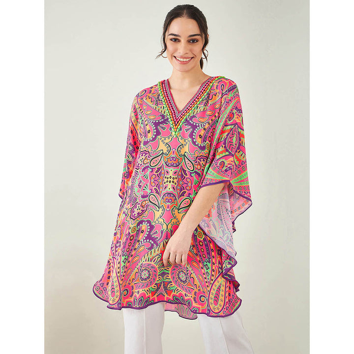 First Resort by Ramola Bachchan Rose Pink and Yellow Paisley Tunic