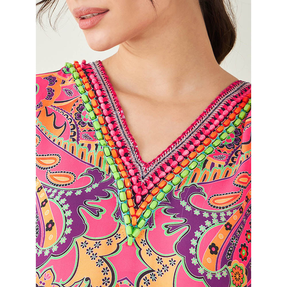 First Resort by Ramola Bachchan Rose Pink and Yellow Paisley Tunic