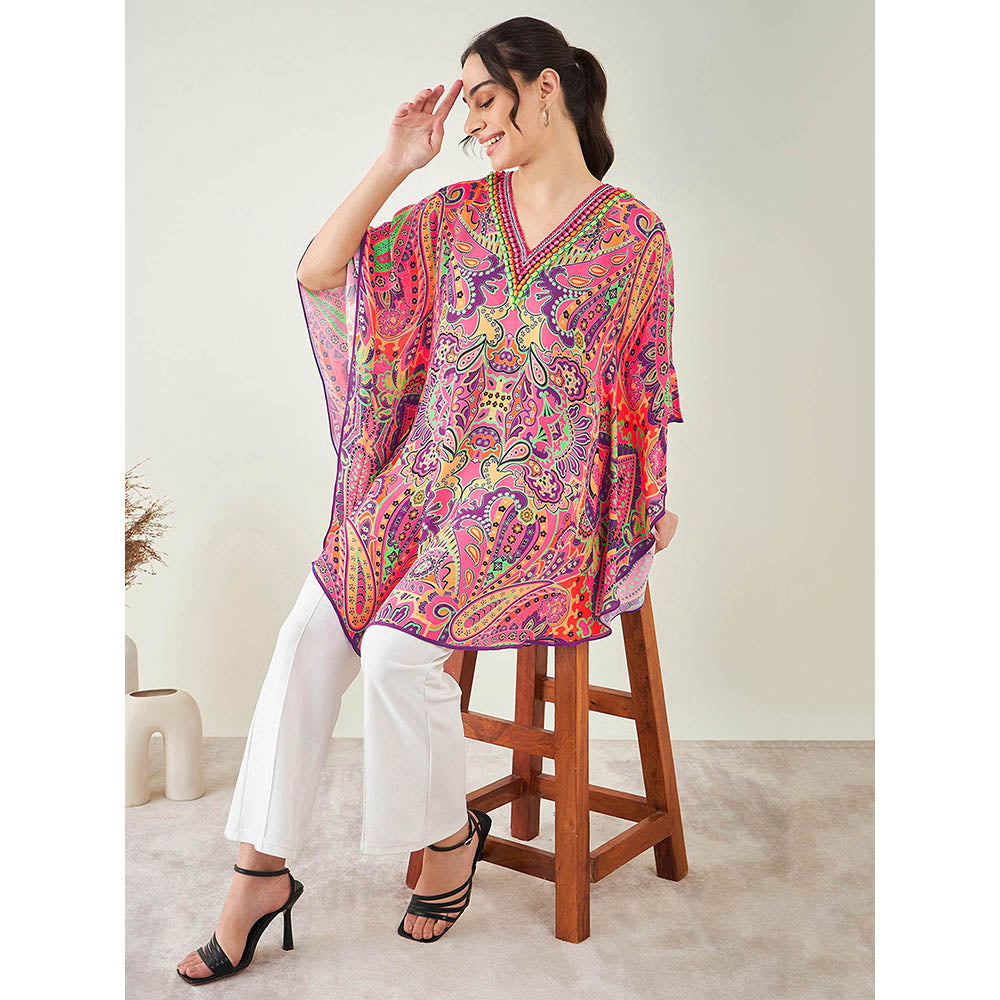 First Resort by Ramola Bachchan Rose Pink and Yellow Paisley Tunic