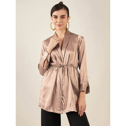 First Resort by Ramola Bachchan Hazel Brown Semi-Formal Embellished Satin Tunic