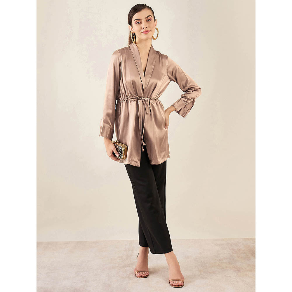 First Resort by Ramola Bachchan Hazel Brown Semi-Formal Embellished Satin Tunic