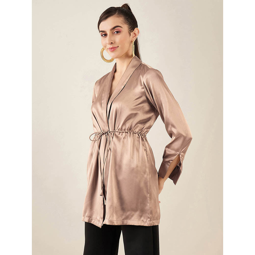 First Resort by Ramola Bachchan Hazel Brown Semi-Formal Embellished Satin Tunic