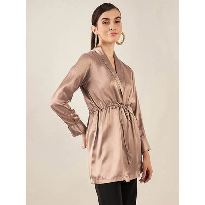 First Resort by Ramola Bachchan Hazel Brown Semi-Formal Embellished Satin Tunic