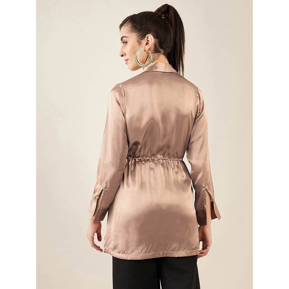 First Resort by Ramola Bachchan Hazel Brown Semi-Formal Embellished Satin Tunic