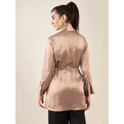 First Resort by Ramola Bachchan Hazel Brown Semi-Formal Embellished Satin Tunic
