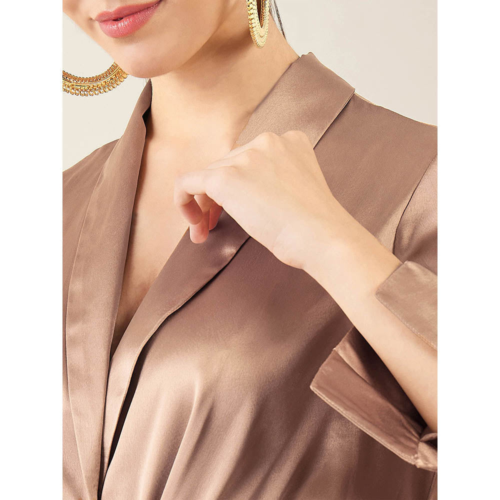 First Resort by Ramola Bachchan Hazel Brown Semi-Formal Embellished Satin Tunic