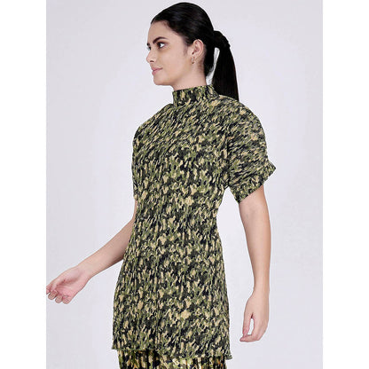 First Resort by Ramola Bachchan Forest Green Camouflage Print Top