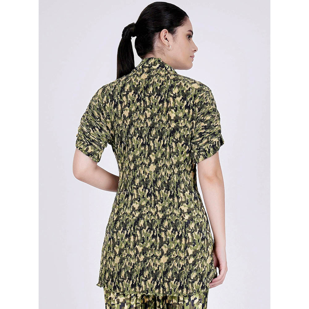 First Resort by Ramola Bachchan Forest Green Camouflage Print Top