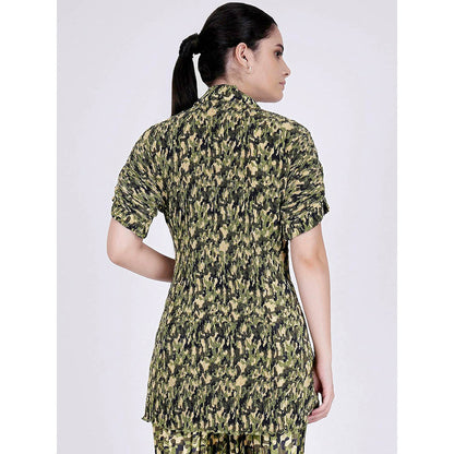 First Resort by Ramola Bachchan Forest Green Camouflage Print Top