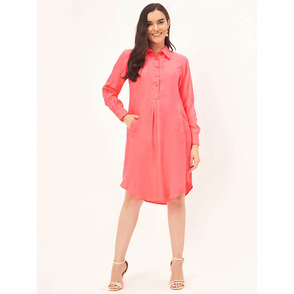 First Resort by Ramola Bachchan Pink Silk Shirt Dress