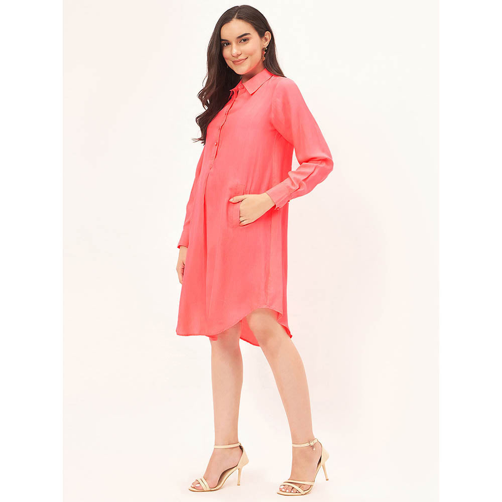 First Resort by Ramola Bachchan Pink Silk Shirt Dress