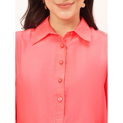 First Resort by Ramola Bachchan Pink Silk Shirt Dress