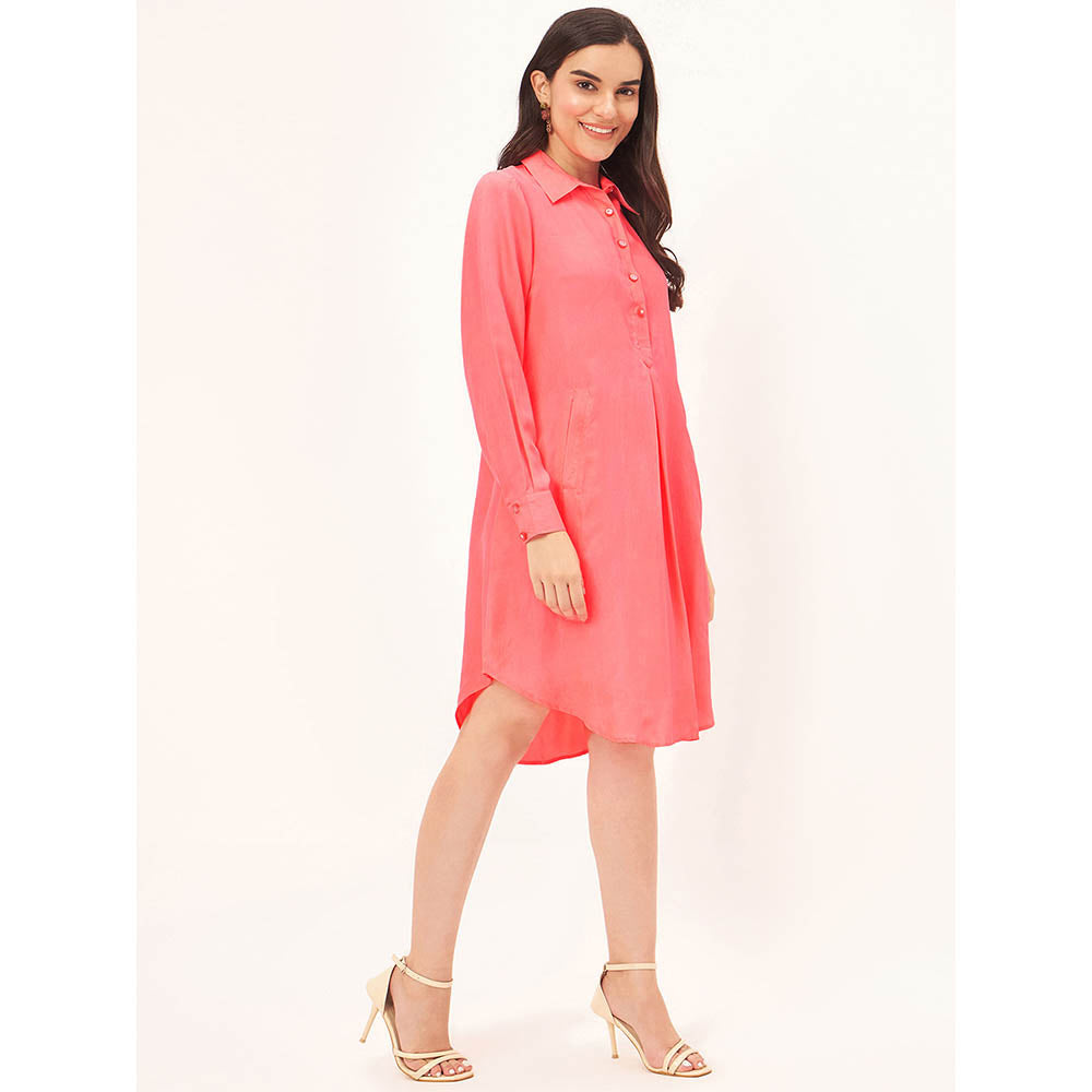 First Resort by Ramola Bachchan Pink Silk Shirt Dress