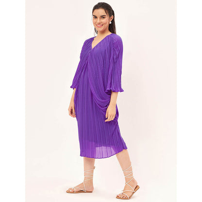 First Resort by Ramola Bachchan Bright Purple Pleated Kaftan Dress with Slip (Set of 2)
