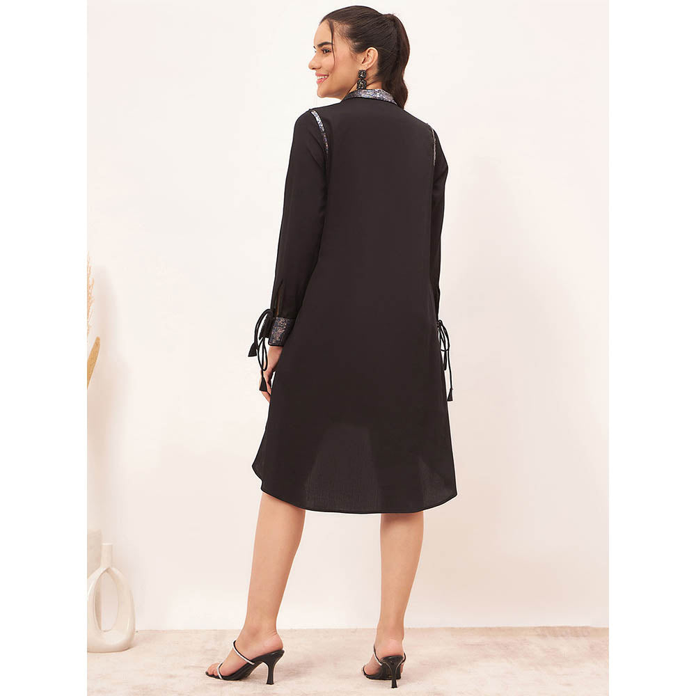 First Resort by Ramola Bachchan Black Sequined Shirt Dress
