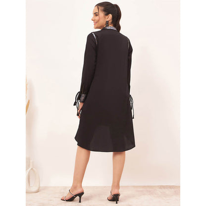 First Resort by Ramola Bachchan Black Sequined Shirt Dress