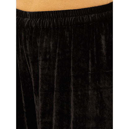 First Resort by Ramola Bachchan Black Silk Velvet Straight Pant