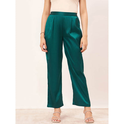First Resort by Ramola Bachchan Teal Satin Straight Pant