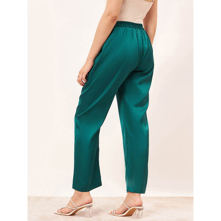 First Resort by Ramola Bachchan Teal Satin Straight Pant