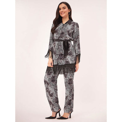 First Resort by Ramola Bachchan Black and White Baroque Animal Print Co-Ord (Set of 3)