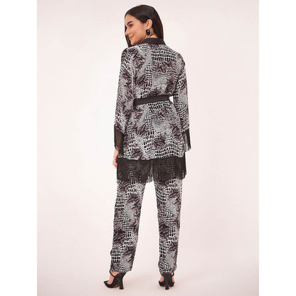 First Resort by Ramola Bachchan Black and White Baroque Animal Print Co-Ord (Set of 3)