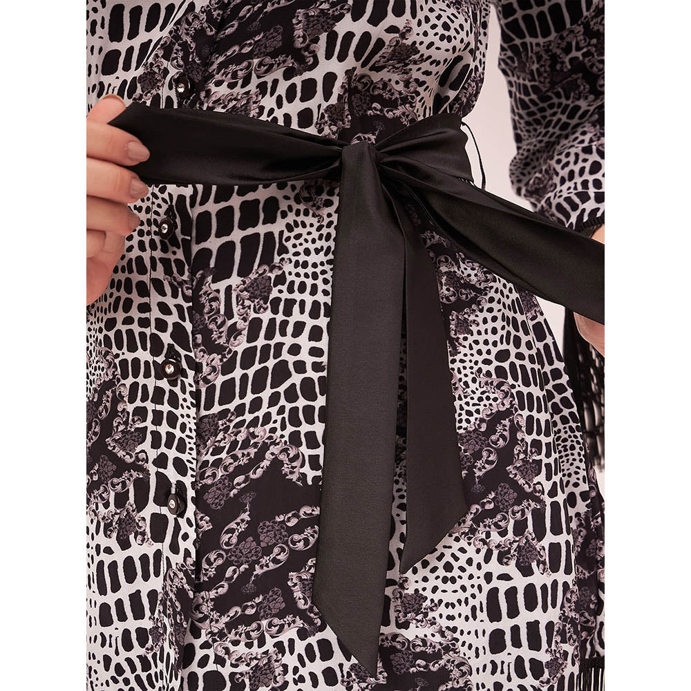 First Resort by Ramola Bachchan Black and White Baroque Animal Print Co-Ord (Set of 3)