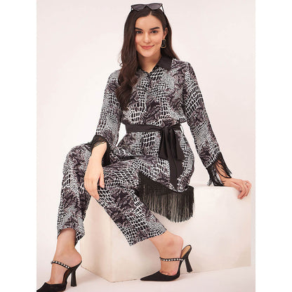 First Resort by Ramola Bachchan Black and White Baroque Animal Print Co-Ord (Set of 3)