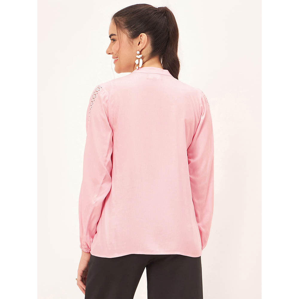 First Resort by Ramola Bachchan Pink Blouson Top