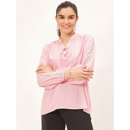 First Resort by Ramola Bachchan Pink Blouson Top