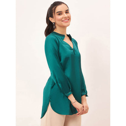 First Resort by Ramola Bachchan Teal Embellished Satin Top