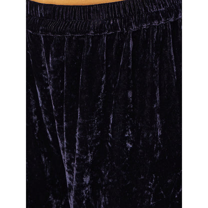 First Resort by Ramola Bachchan Blue Silk Velvet Pants with Gota Lace Detail