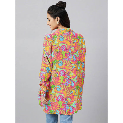First Resort by Ramola Bachchan Bubblegum Multi-Color Pucci Print Boyfriend Shirt
