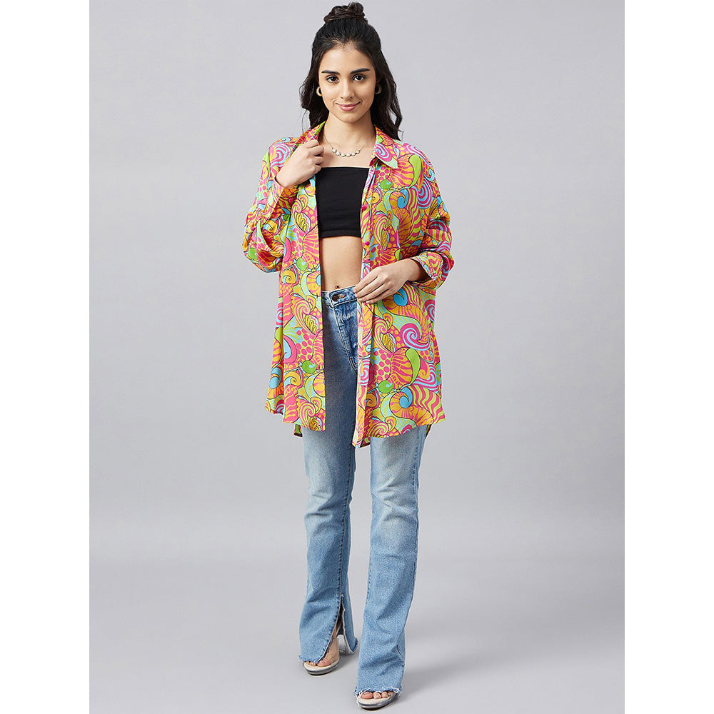 First Resort by Ramola Bachchan Bubblegum Multi-Color Pucci Print Boyfriend Shirt