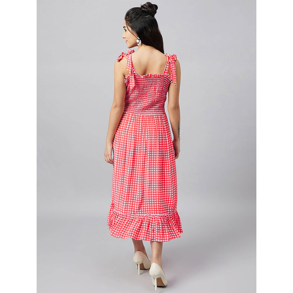 First Resort by Ramola Bachchan Red Smocked Sun Dress