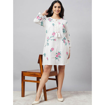 First Resort by Ramola Bachchan White Cross Stitch Dress