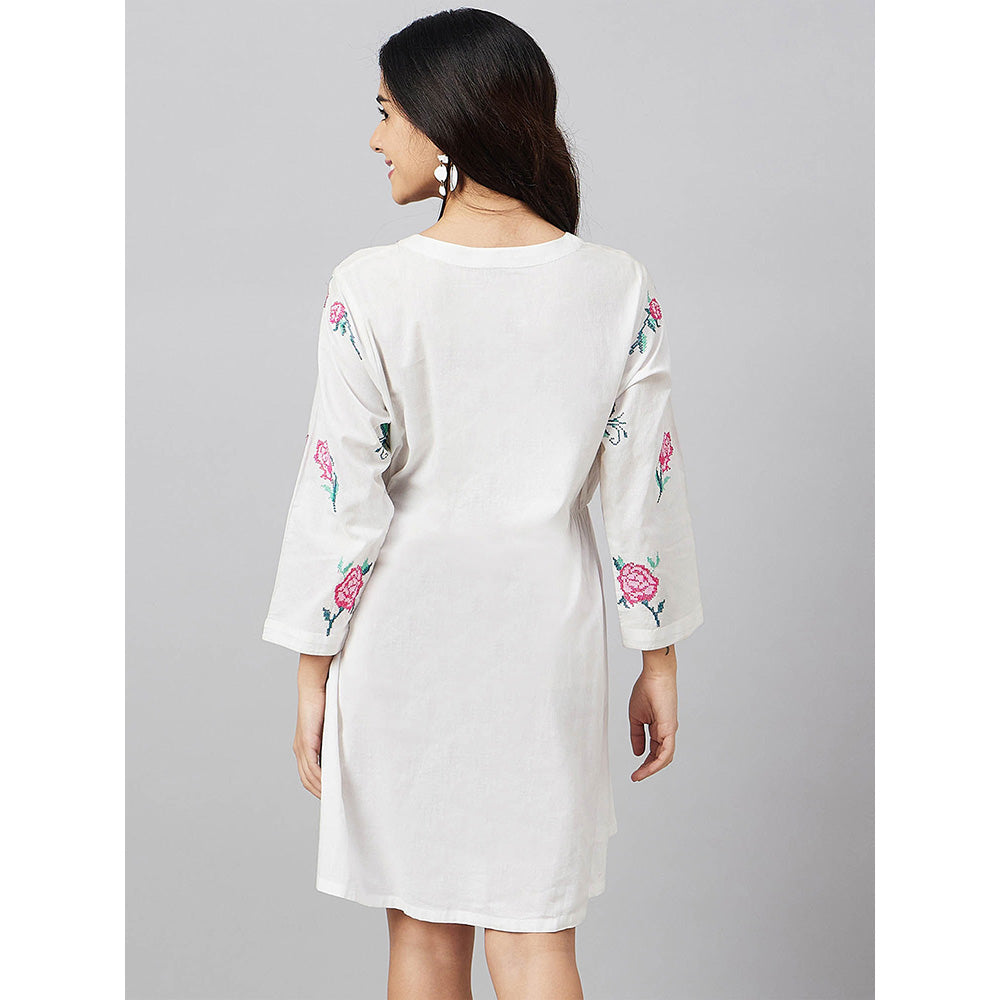 First Resort by Ramola Bachchan White Cross Stitch Dress